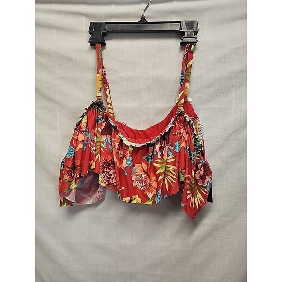New SEXY LARGE Sunn Swim Lab Red Hawaiian two-piece ruffle Bikini HIGH waist - Picture 10 of 12